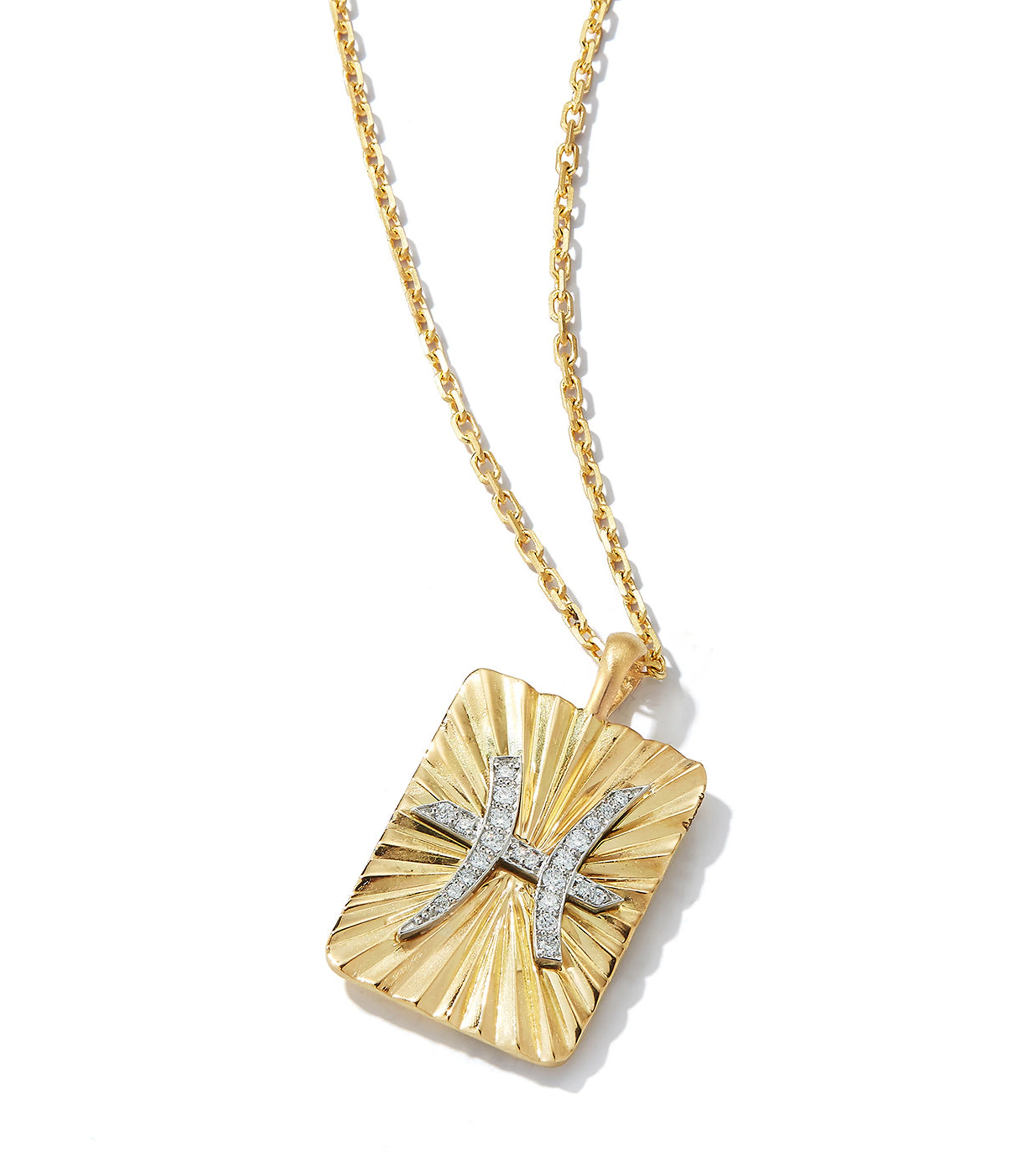 Pisces Zodiac Pendant Necklace, Diamonds - Image 3