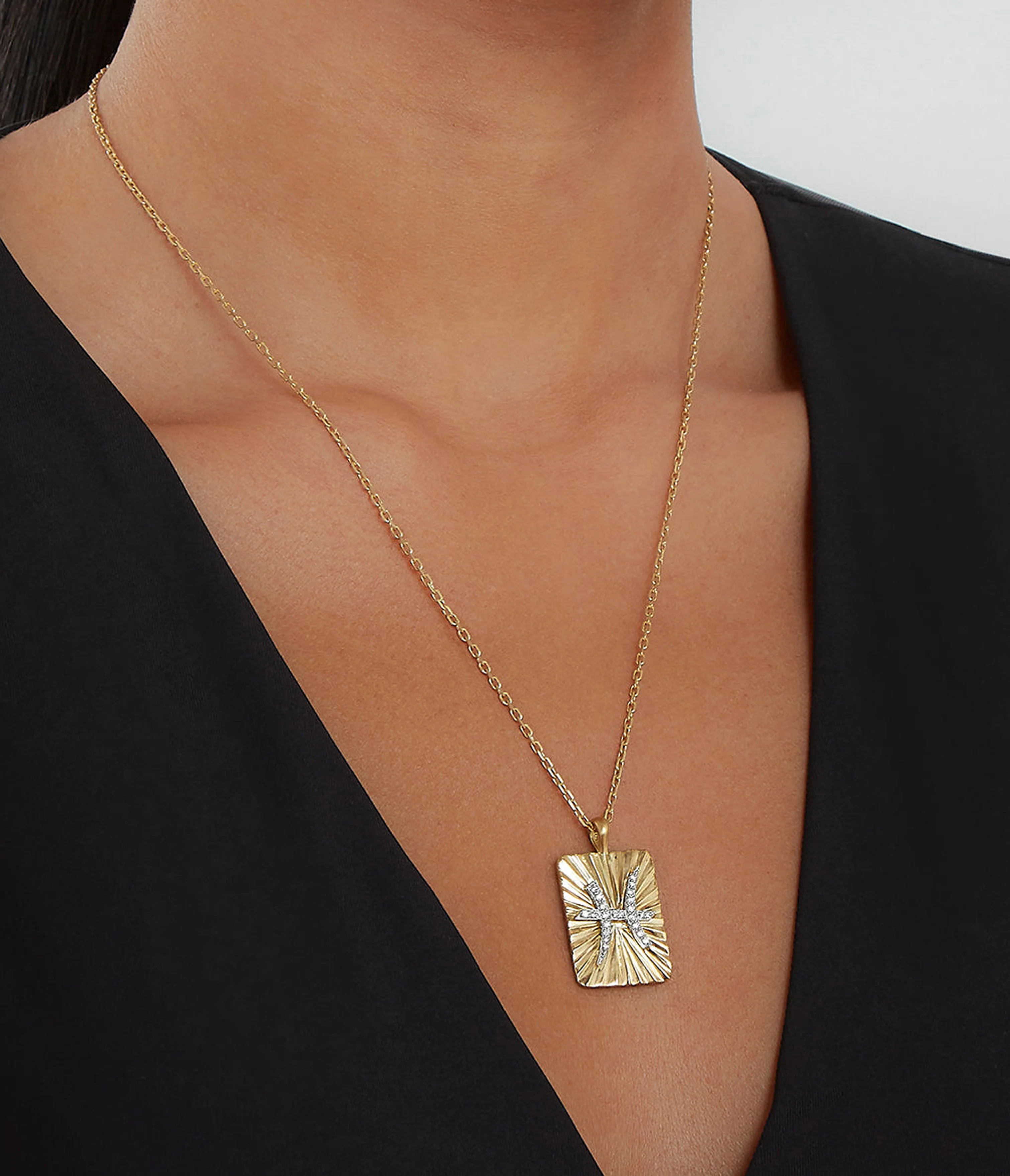 Pisces Zodiac Pendant Necklace, Diamonds - Image 5